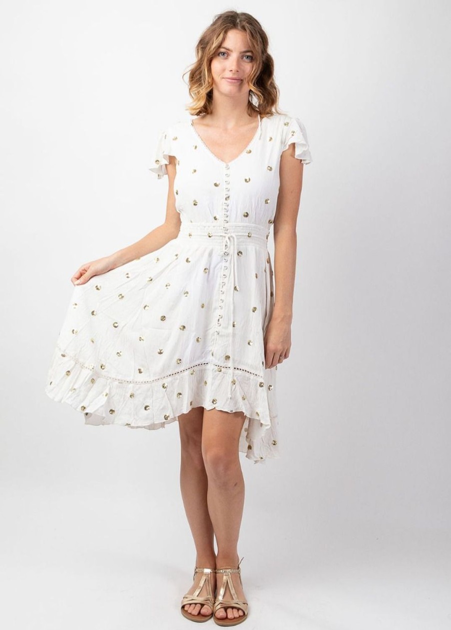 Femme Coton Du Monde | Robe Courte Ethnique Chic India He Blanc