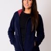 Femme Coton Du Monde | Veste Polaire Zippee A Capuche Kansas Bleue Marine