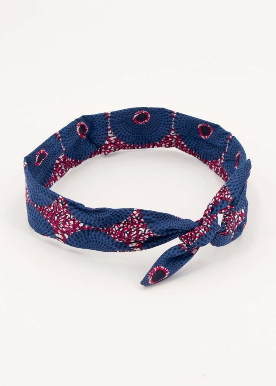 Accessoires Coton Du Monde | Bandeau Africain Twist 01 Bleu