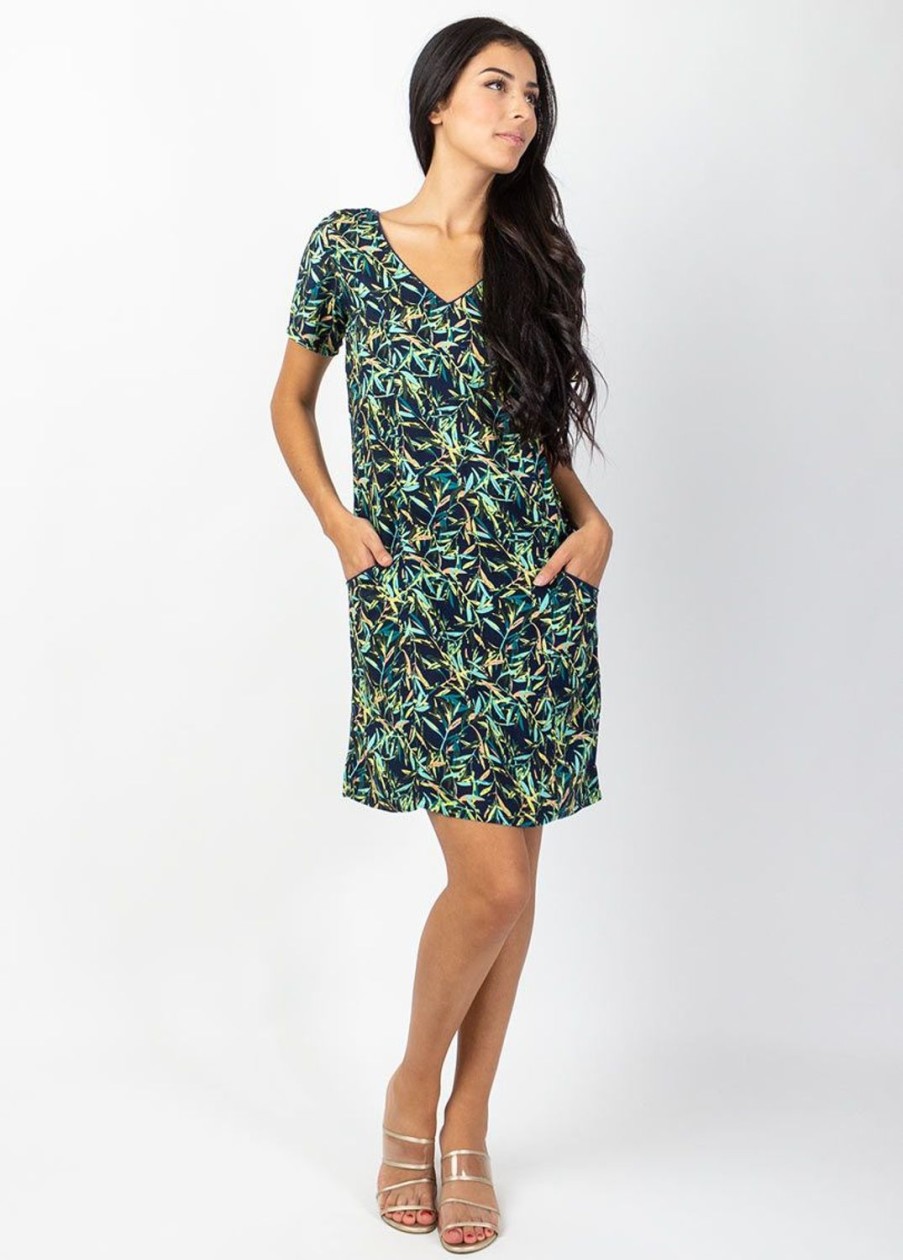 Femme Coton Du Monde | Robe Manches Courtes En Coton Claudia Imprime Tropical Toscane