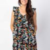 Femme Coton Du Monde | Robe Courte Ample Zola Motif Tropical Belize